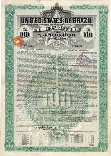United States of Brazil Government 4 % Loan of 1911