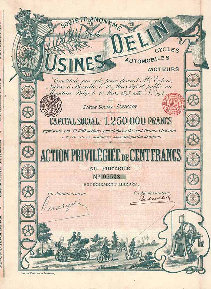 S.A. des Usines Delin Cycles Automobiles Moteurs
