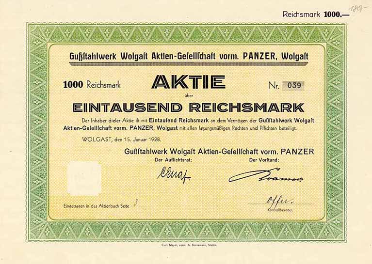 Gußstahlwerk Wolgast AG vorm. Panzer