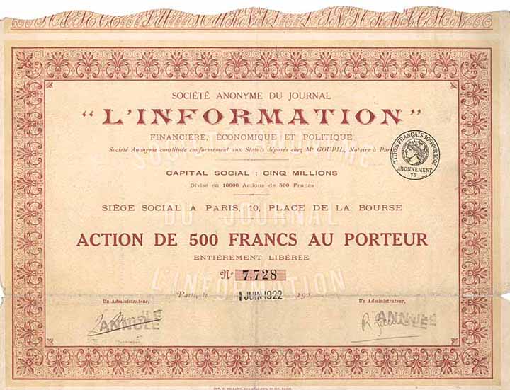 S.A. du Journal “L’Information”