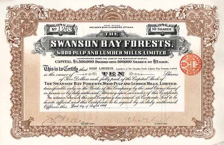 Swanson Bay Forests, Wood-Pulp and Lumber Mills Ltd.