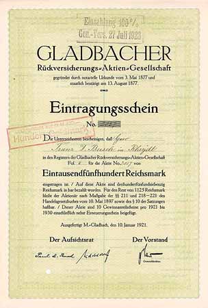 Gladbacher Rückvers.-AG (mit Vollzahlungsstempel)