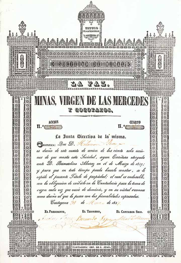 Sociedad de Minas La Paz, Minas, Virgen de las Mercedes y Gogotazos