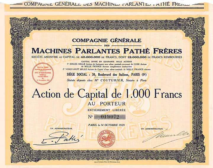 Cie. Gle. des Machines Parlantes Pathé Frères S.A.