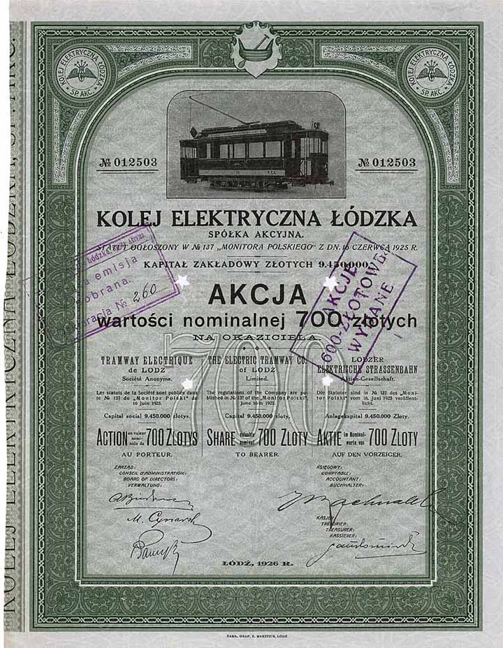 Lodzer Elektrische Straßenbahn AG (Kolej Elektryczna Lódzka Sp.A.)