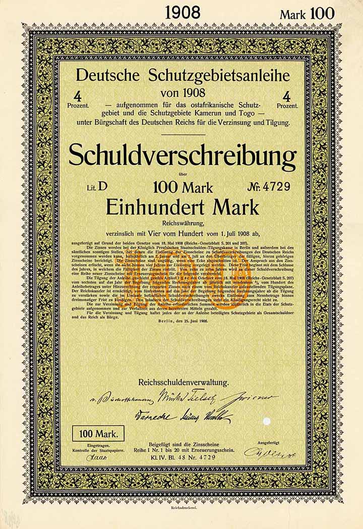 Deutsche Schutzgebietsanleihe von 1908