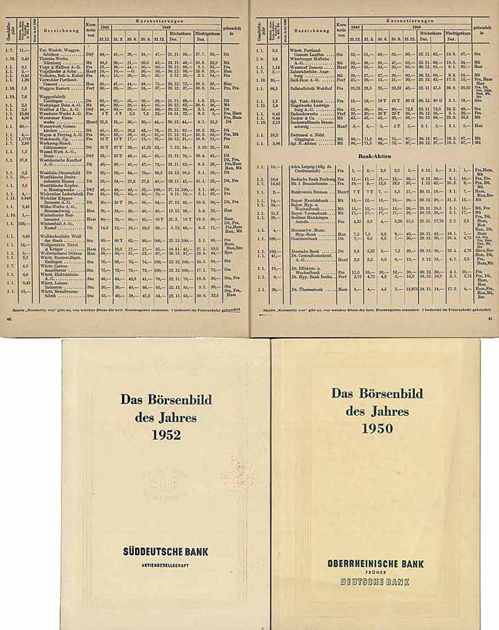 Das Börsenbild des Jahres 1949 / 1950 / 1952