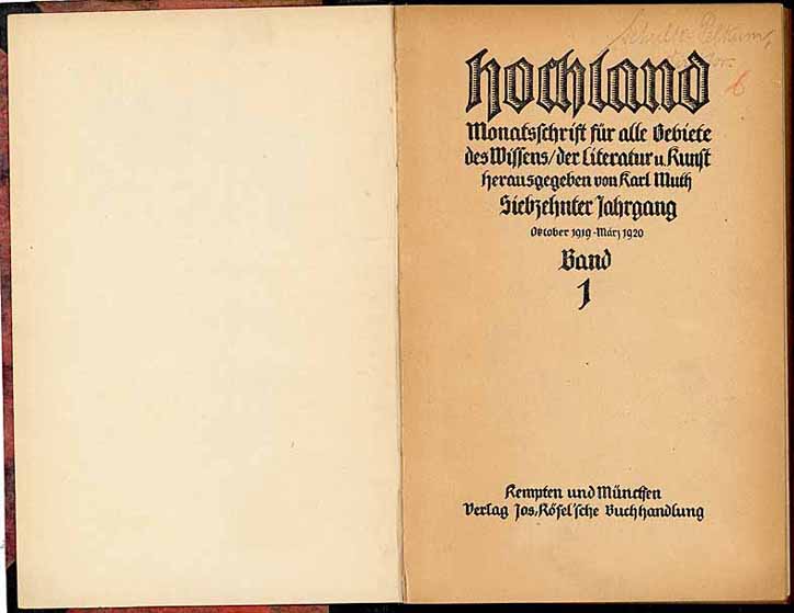 Hochland - Monatsschrift für alle Gebiete des Wissens, der Literatur und Kunst