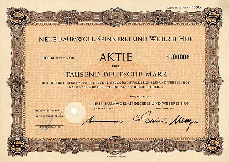 Neue Baumwoll-Spinnerei und Weberei Hof
