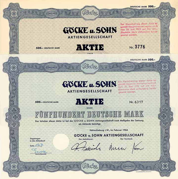 Göcke u. Sohn AG (2 Stücke)