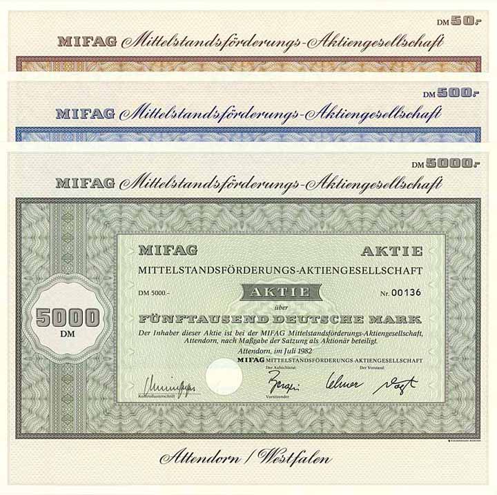 MIFAG Mittelstandsförderungs-AG (3 Stücke)