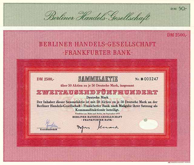 Berliner Handels-Gesellschaft (2 Stücke)