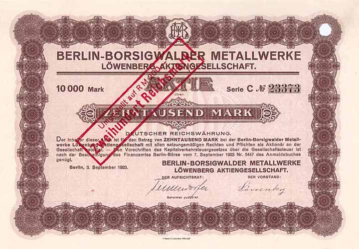 Berlin-Borsigwalder Metallwerke Löwenberg AG