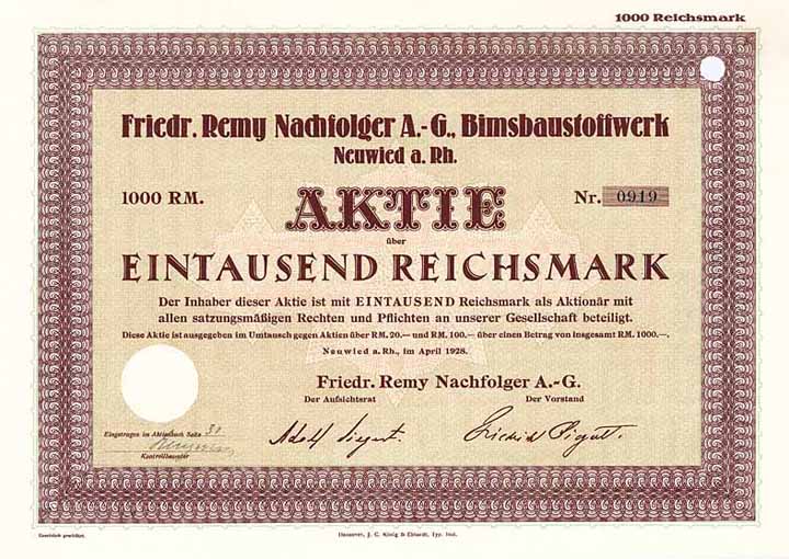 Friedr. Remy Nachfolger AG Bimsbaustoffwerk