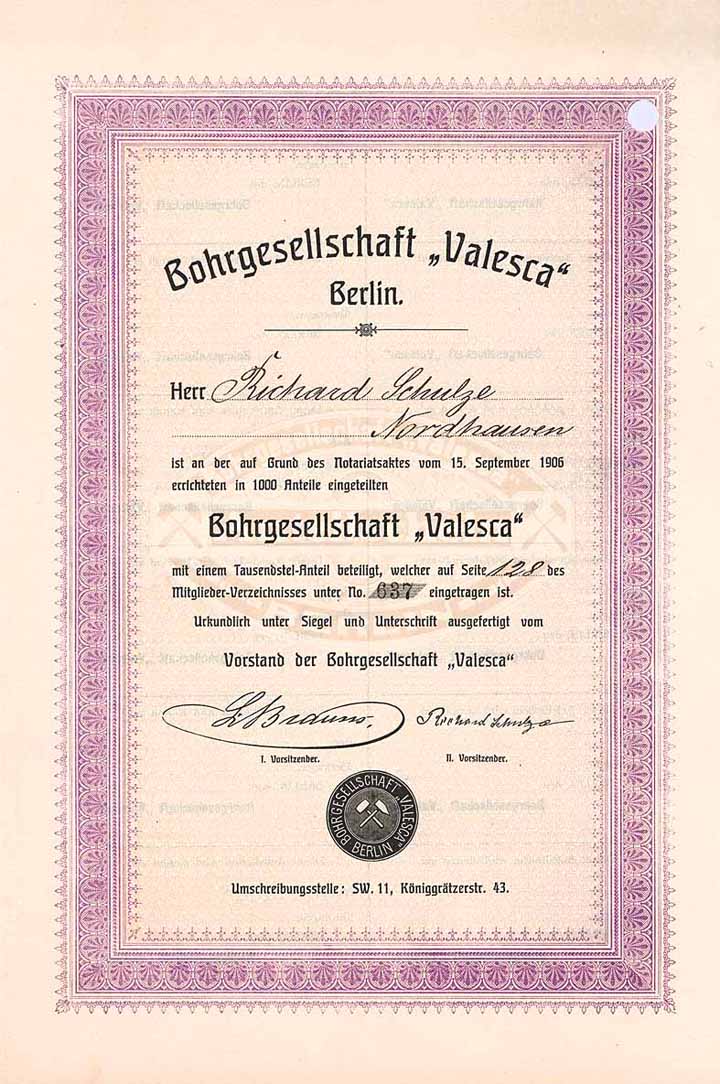 Bohrgesellschaft „Valesca“