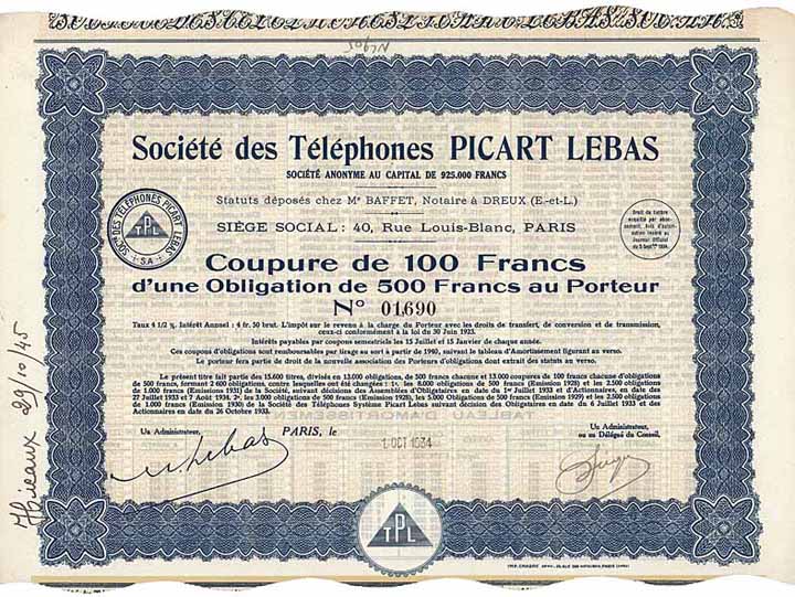 Soc. des Telephones Picart Lebas S.A.