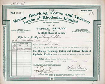 Mining, Ranching, Cotton and Tobacco Lands of Rhodesia