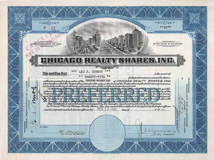 Chicago Realty Shares, Inc.