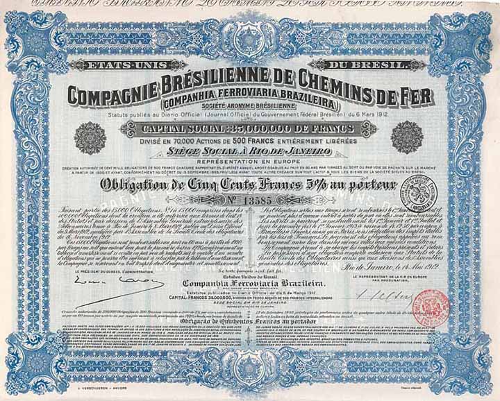 Cie. Brésilienne de Chemins de Fer (Companhia Ferroviaria Brazileira) S.A.