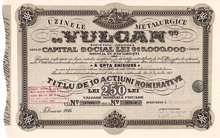 Uzinele Metalurgice “VULCAN” S.A.