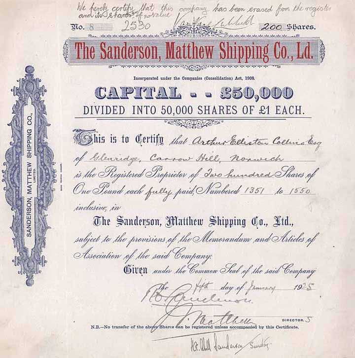 Sanderson, Matthew Shipping Co.