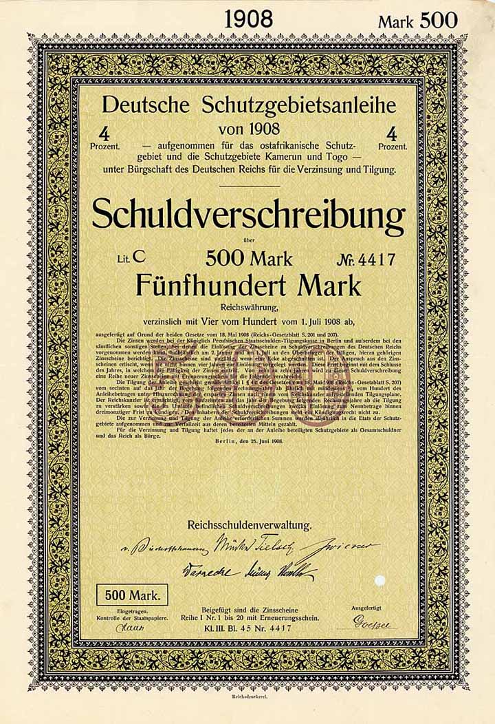 Deutsche Schutzgebietsanleihe von 1908