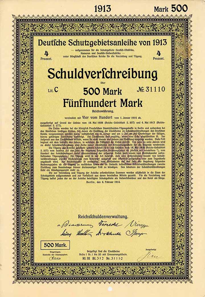 Deutsche Schutzgebietsanleihe von 1913