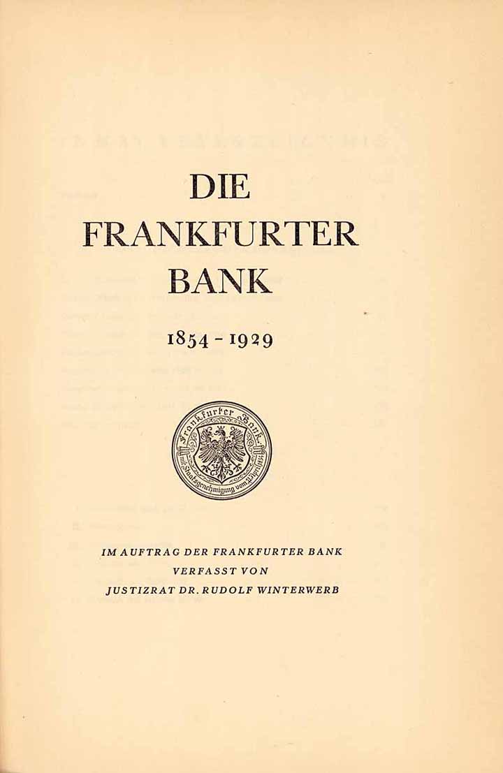 Die Frankfurter Bank 1854 - 1929