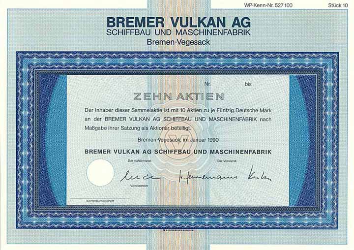 Bremer Vulkan AG Schiffbau und Maschinenfabrik