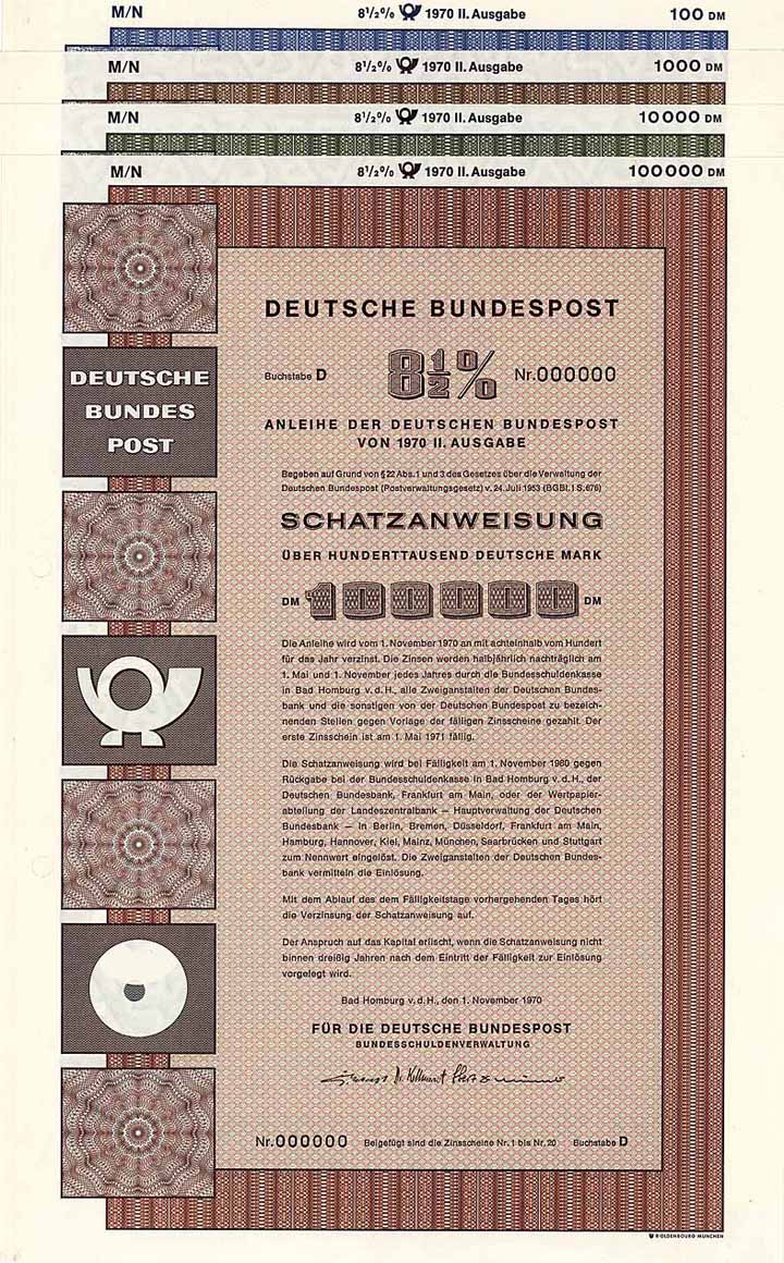 Deutsche Bundespost (4 Stücke)