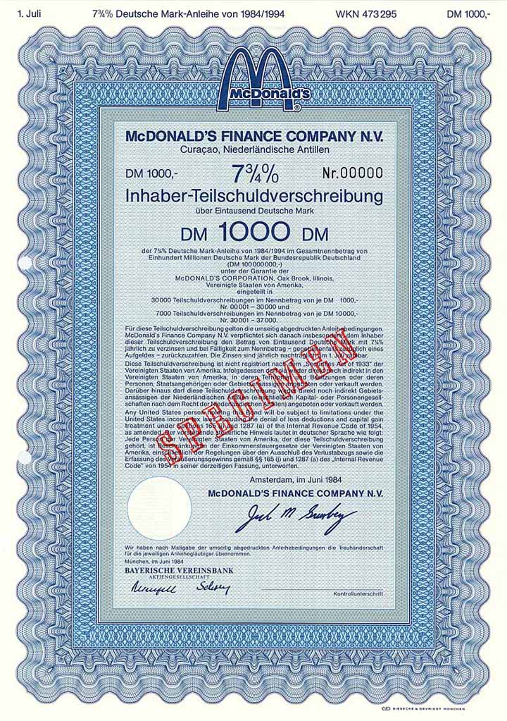 McDonald's Finance Co. N.V.