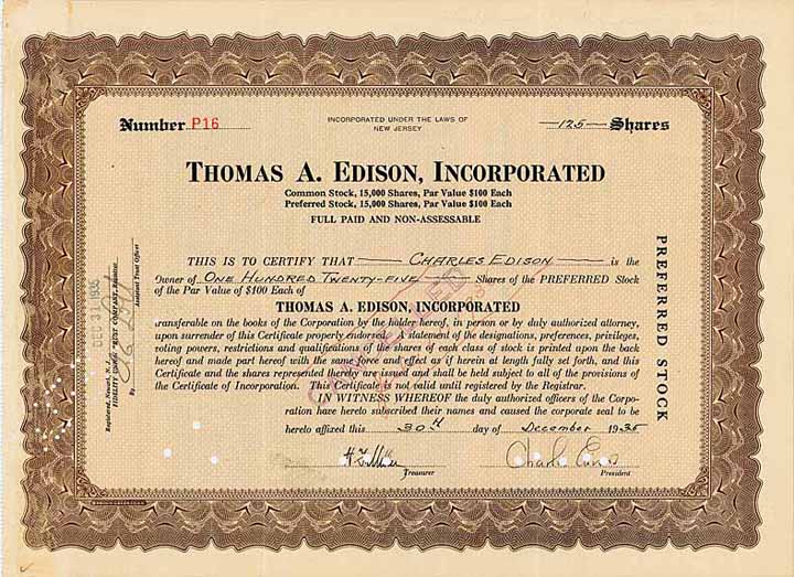 Thomas A. Edison Incorp. (OU Charles Edison)