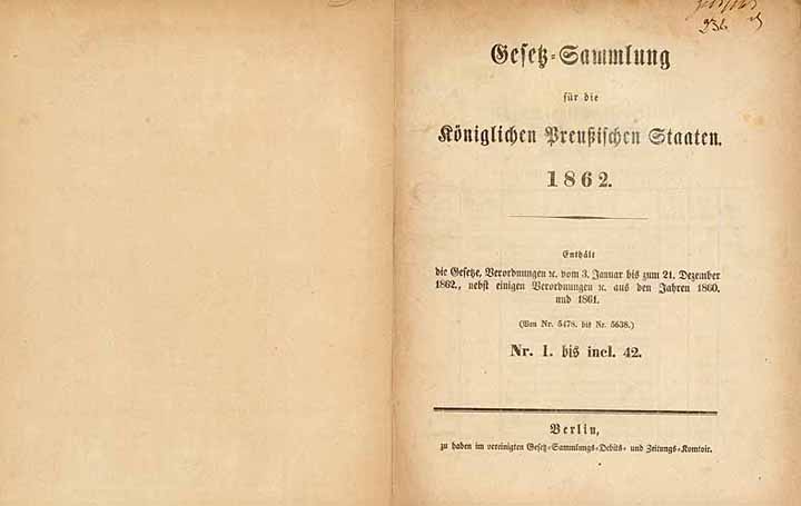 Gesetz-Sammlung für die Königlichen Preußischen Staaten 1862