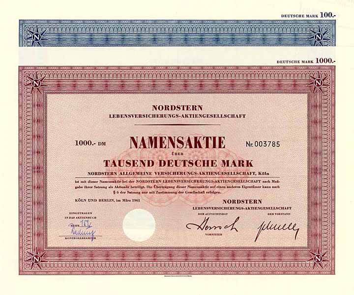 Nordstern Lebensversicherungs-AG (2 Stücke)