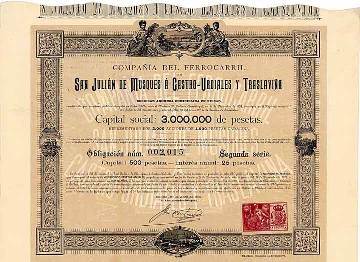 Cia. del Ferrocarril de San Julián de Musques á Castro-Urdiales y Traslavina S.A.