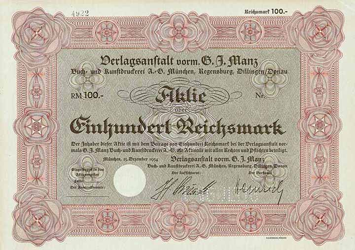 Verlagsanstalt vorm. G. J. Manz Buch- und Kunstdruckerei AG