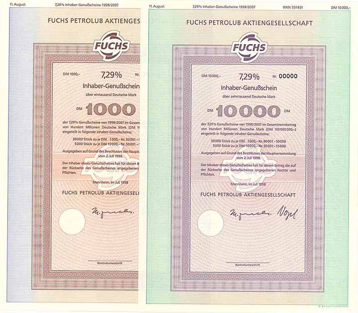 Fuchs Petrolub AG, 7,29 % (2 Stücke)