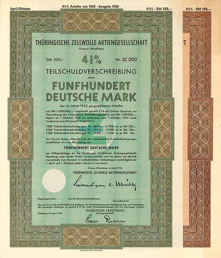 Thüringische Zellwolle AG (2 Stücke)