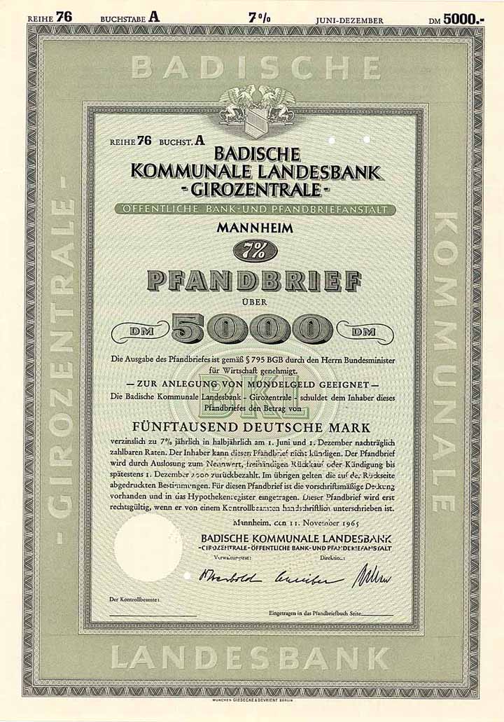 Badische Kommunale Landesbank -Girozentrale- Öffentliche Bank- und Pfandbriefanstalt