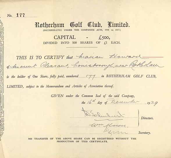 Rotherham Golf Club Ltd.