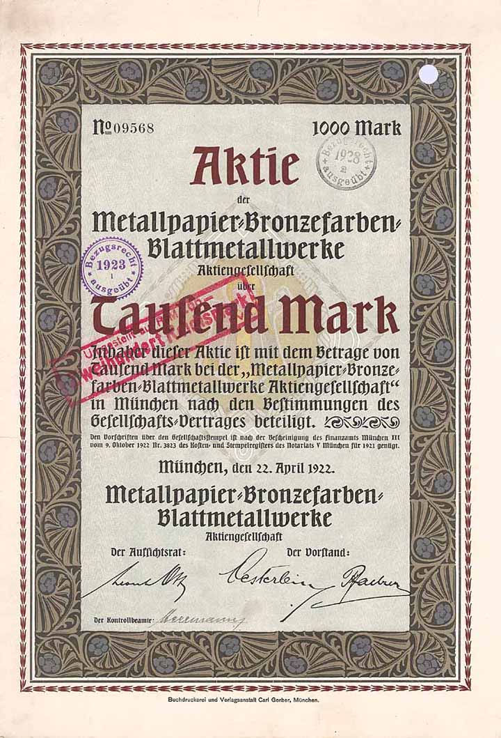 Metallpapier-Bronzefarben-Blattmetallwerke AG