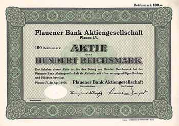 Plauener Bank AG (Blankette!)