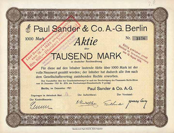 Paul Sander & Co. AG