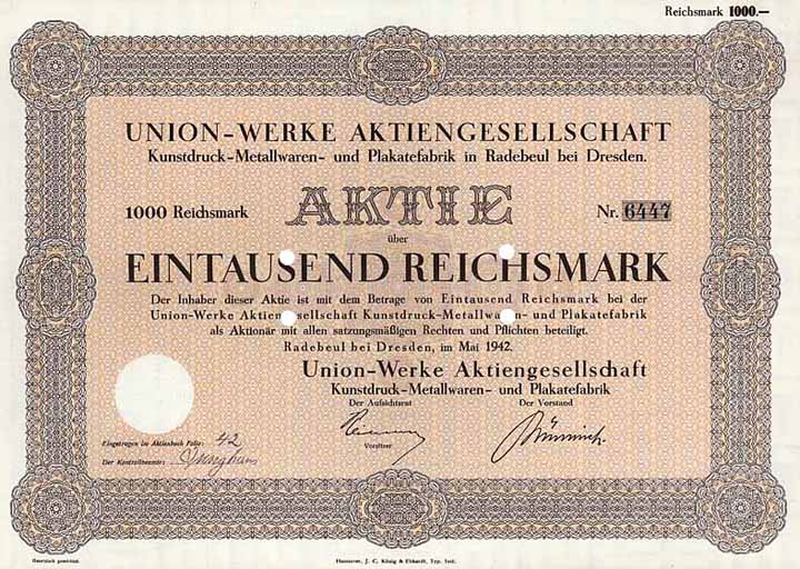 Union-Werke AG Kunstdruck-Metallwaren- und Plakatefabrik