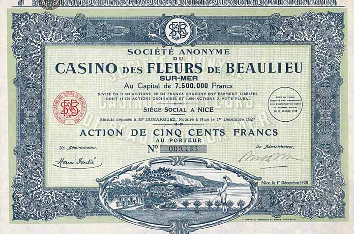 S.A. du Casino des Fleurs de Beaulieu sur-Mer