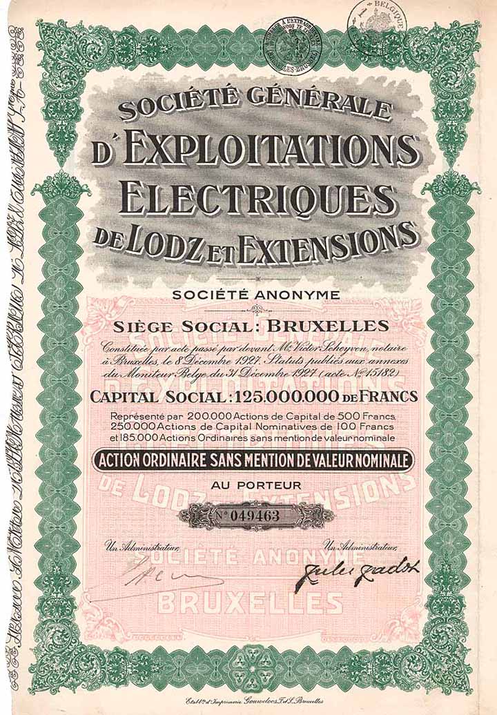 Soc. Gle. d’Exploitations Electriques de Lodz & Extensions S.A.