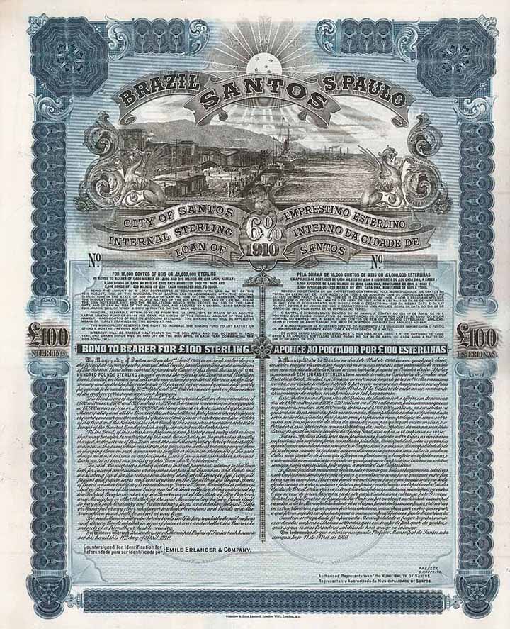 City of Santos 6 % Internal Sterling Loan of 1910