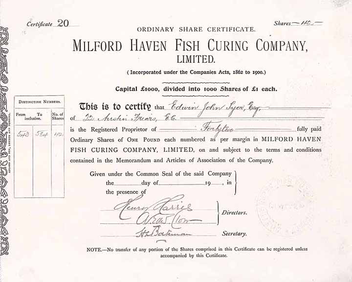 Milford Haven Fish Curing Co.