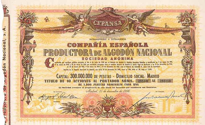 Cia. Espanola Productora de Algodon Nacional S.A.