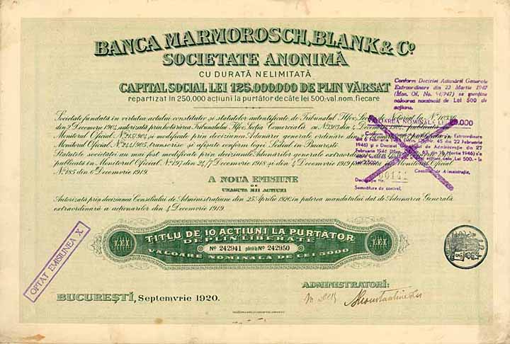 Banca Marmorosch, Blank & Co. S.A.